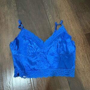 Blue Lace Crop Top